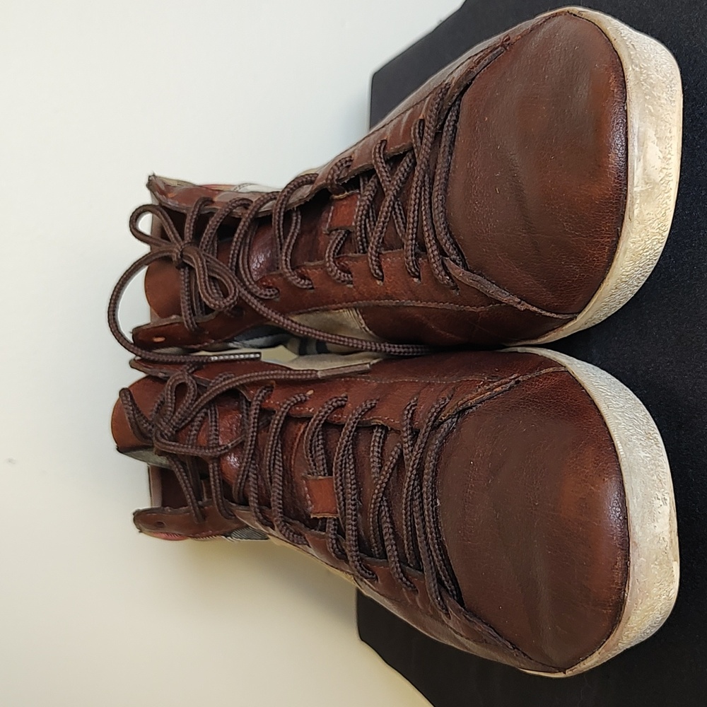 SOLD Burberry Leather & Check Canvas High Top Men's Sneakers Size 44 / US 11 - Picture 5 of 12